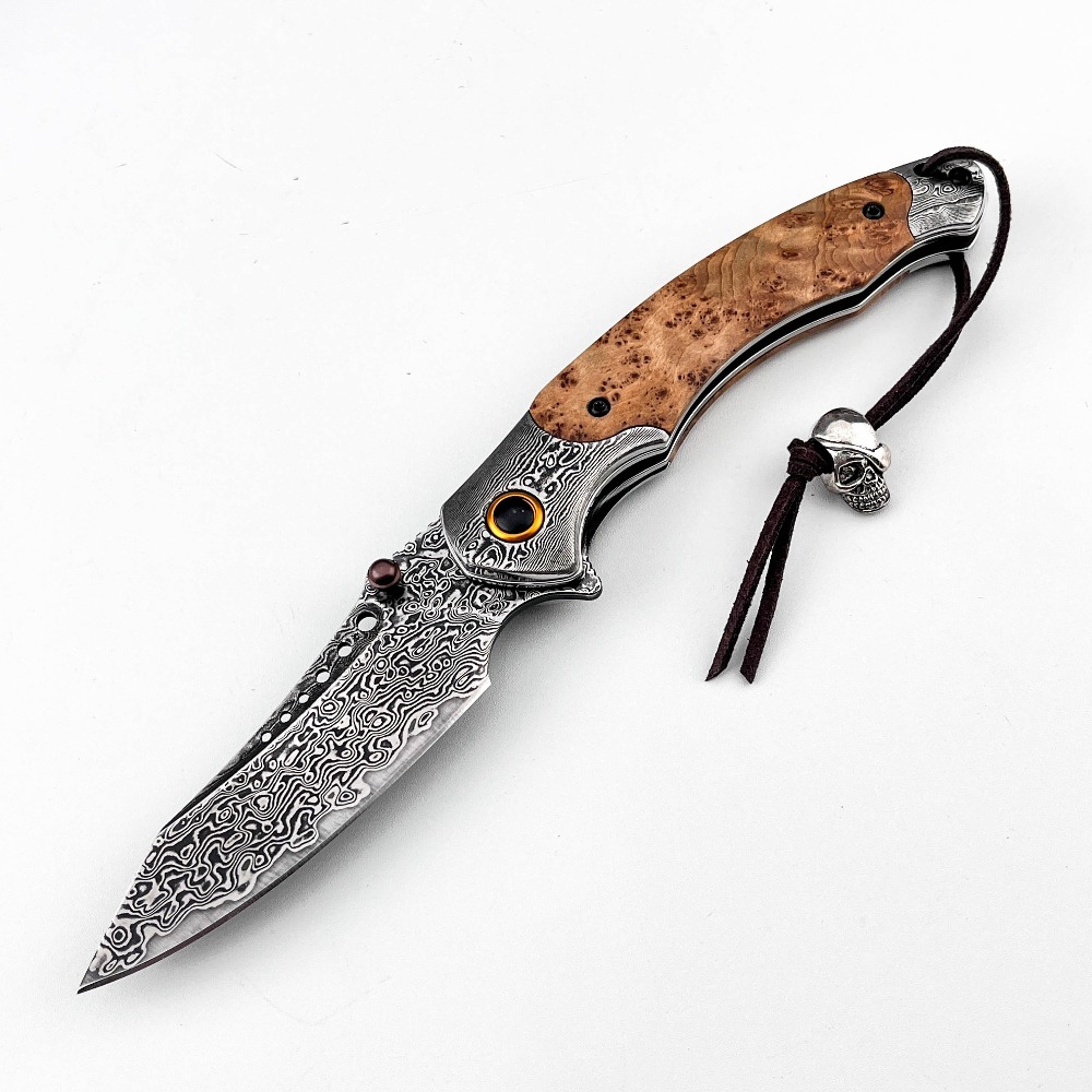 Vintage Collectible Knives - Pisau Lipat Motif Damaskus Kekerasan Tinggi