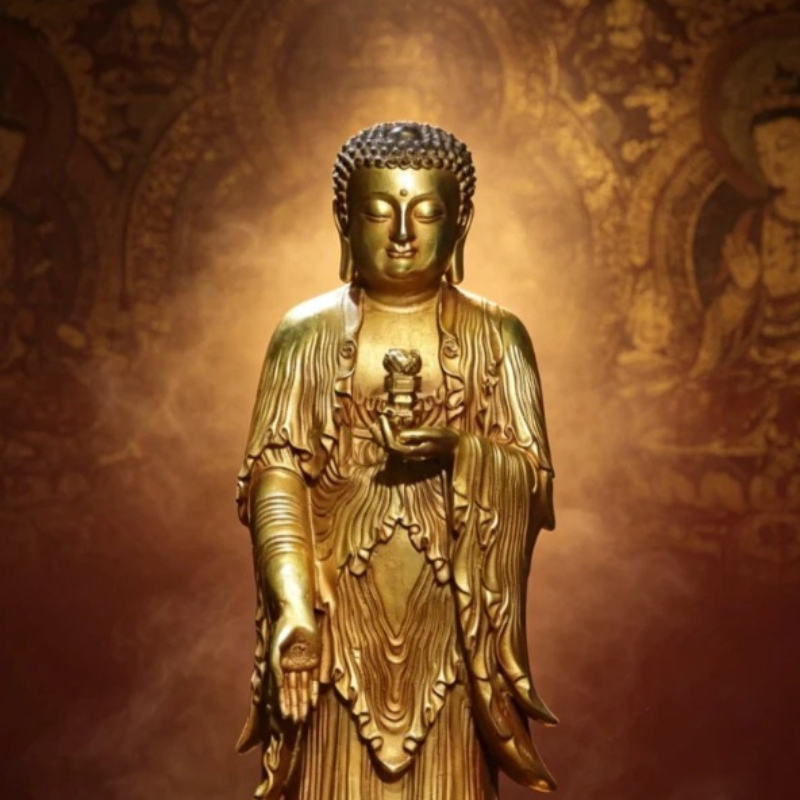 Vintage Collectible Ornaments - Patung Buddha Amitabha Antik, Patung Religius