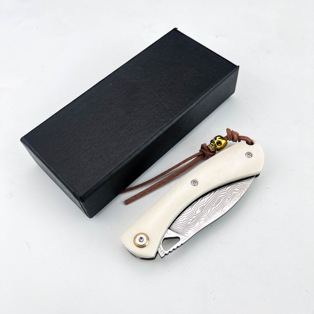 Pisau Lipat Kecil Baja Damasku - Vintage Collectible Knives ulasan dan harga