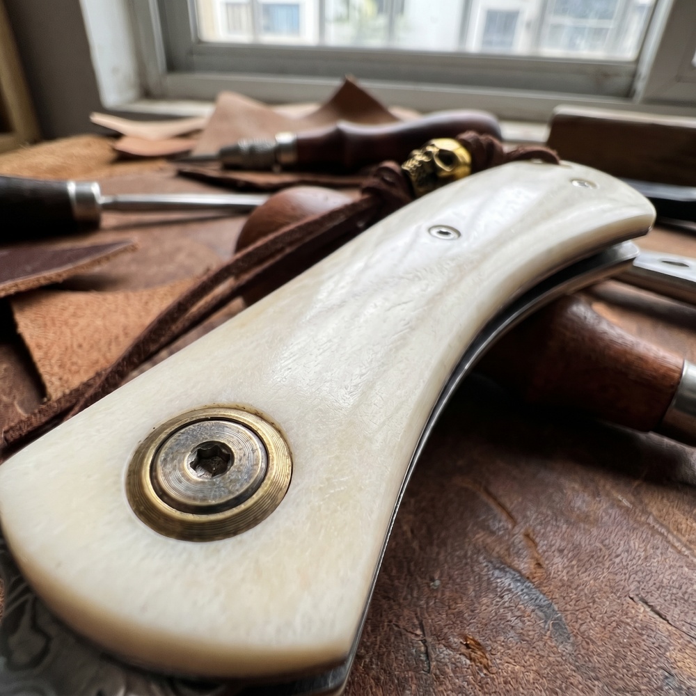 Pisau Lipat Kecil Baja Damasku - Vintage Collectible Knives ulasan dan harga