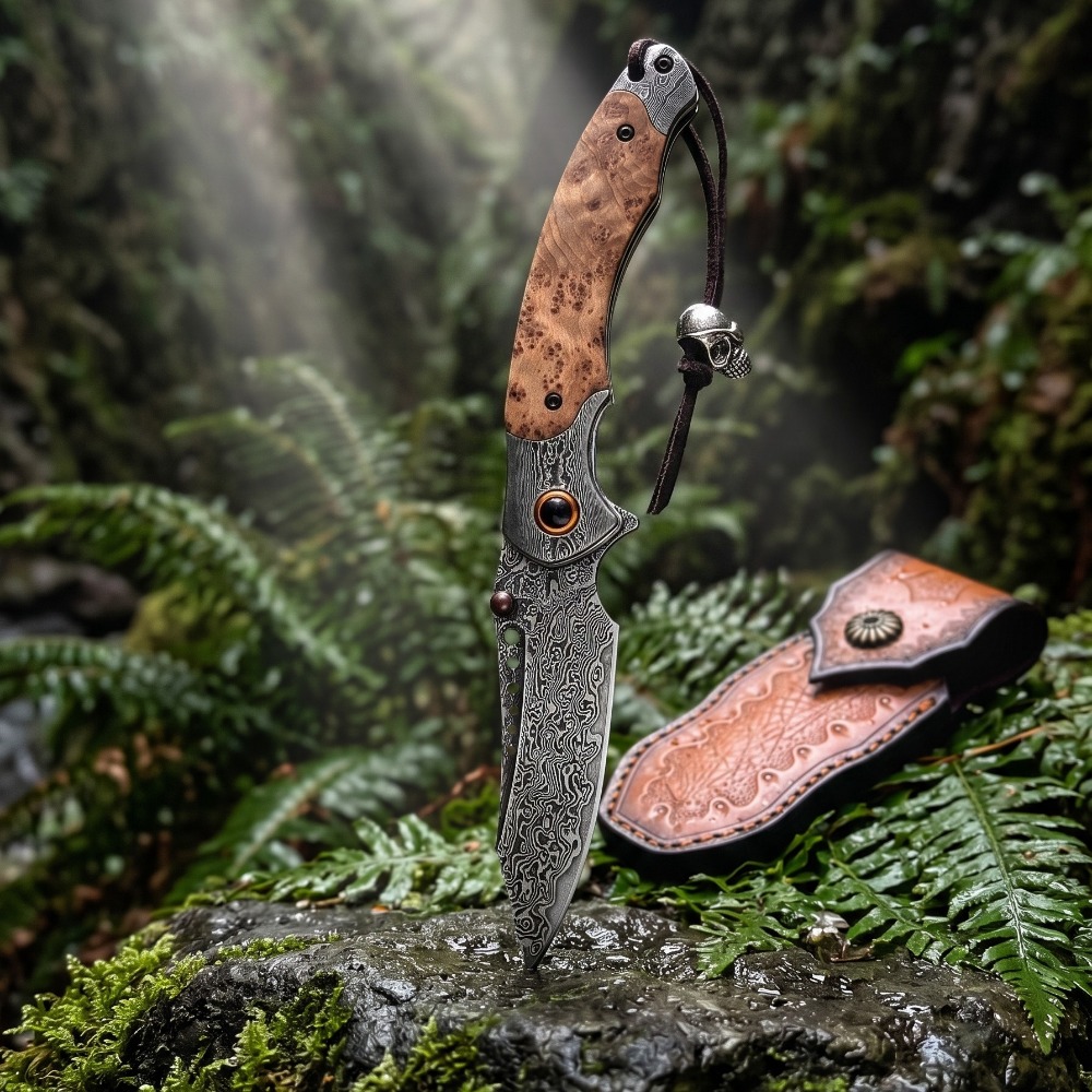 Pisau Lipat Pola Damaskus Keku - Vintage Collectible Knives ulasan dan harga
