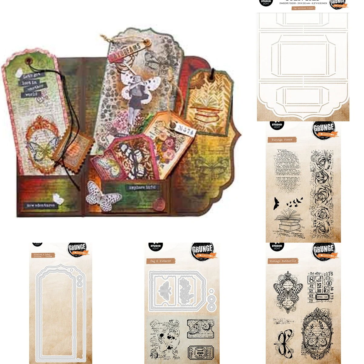 Koleksi Vintage Roses Grunge M - Collectible Vintage Greeting Cards ulasan dan harga